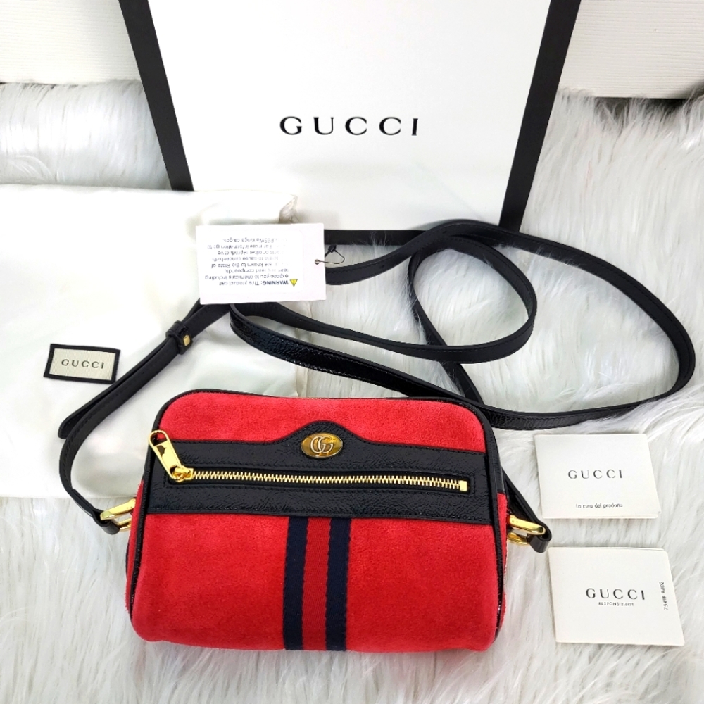 NWT GUCCI Ophidia Minosse Skipper Suede Leather Shoulder Crossbody Handbag Purse
